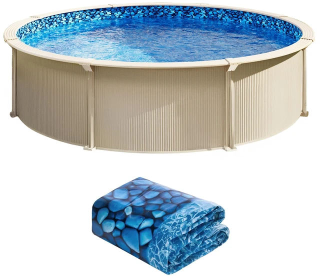 Alt view image 8 of 8 - VEVOR Round Pool Liner 30ft Overlap Style Pool Liner 54in Wall Height Durable