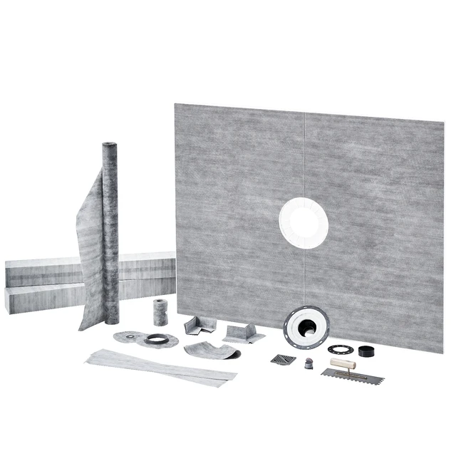 Alt view image 15 of 15 - VEVOR Shower Curb Kit, 60"x48" Shower Pan Kit with 2" ABS Central Flange, Waterproof Membrane, Stainless Steel Grate and Joint Sealant, Shower Pan Slope Sticks Fit for Bathroom