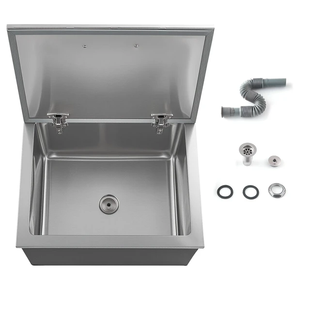Alt view image 8 of 8 - Drop in Ice Chest, 20"L x 16"W x 13"H Stainless Steel Drop in Cooler, 44.7 Quart Commercial Ice Bin with Flip Lid for Outdoor Kitchen Patio Bar, Drain-pipe Set Included, for Cold Wine Beer