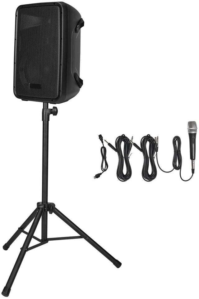 Alt view image 9 of 9 - Portable PA System, 300W Powered, Sound System Set with 8 Channel Mixer, Dual Speakers, Wireless Bluetooth, Microphone, Compact Stands, USB SD XLR RCA Inputs, Remote Control, for DJs Events