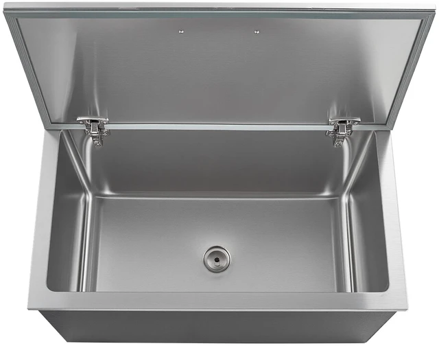 Alt view image 8 of 8 - Drop in Ice Chest, 28"L x 16"W x 17"H Stainless Steel Drop in Cooler, 87.6 Quart Commercial Ice Bin with Flip Lid for Outdoor Kitchen Patio Bar, Drain-pipe Set Included, for Cold Wine Beer
