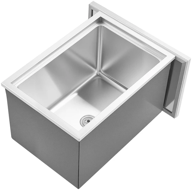 Alt view image 8 of 8 - Drop in Ice Chest, 20"L x 14"W x 12"H Stainless Steel Drop in Cooler, 31.7 Quart Commercial Ice Bin with Pot Lid for Outdoor Kitchen Patio Bar, Drain-pipe Set Included, for Cold Wine Beer