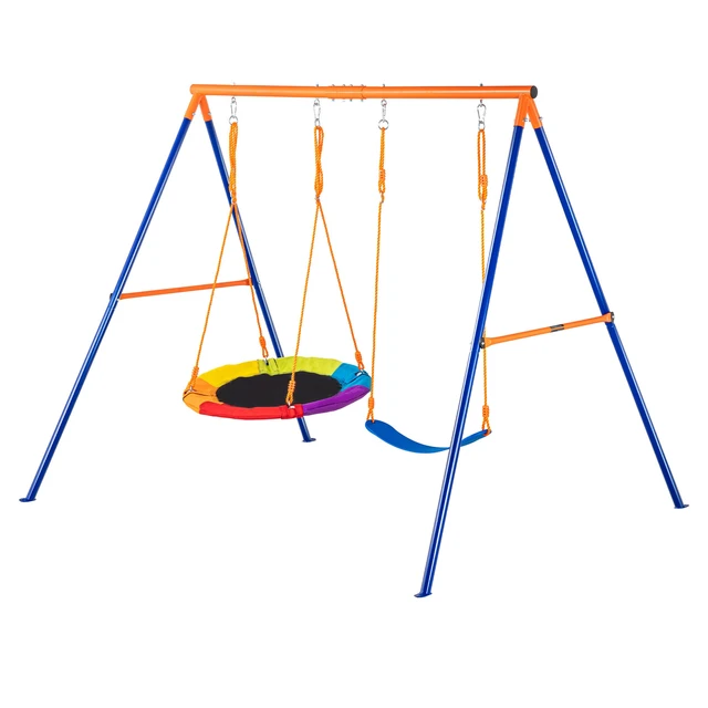 Alt view image 9 of 9 - VEVOR Swing Sets for Backyard 1 Saucer 1 Belt Swing Seat A-Frame Metal Stand