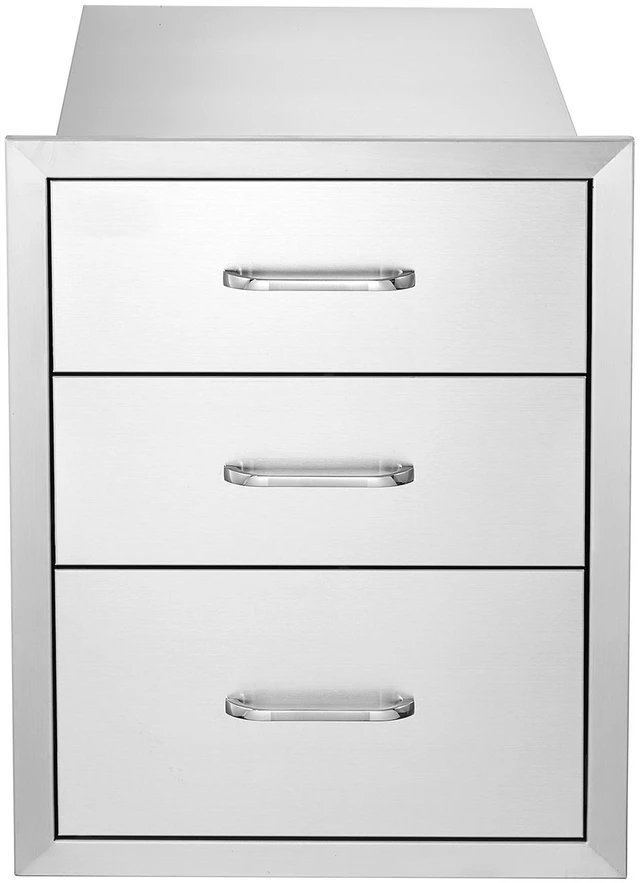Alt view image 8 of 8 - 18x23 Inch Outdoor Kitchen Stainless Steel Triple Access BBQ Drawers with Chrome Handle, 18 x23 x 23 Inch