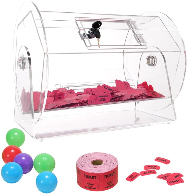 Alt view image 10 of 10 - VEVOR Acrylic Raffle Drum,Professional Raffle Ticket Spinning Cage with 2 Keys, Transparent Lottery Spinning Drawing, Holds 5000 Tickets or 200 Raffle Balls, Raffle Ticket Box for Lottery Games Bingo
