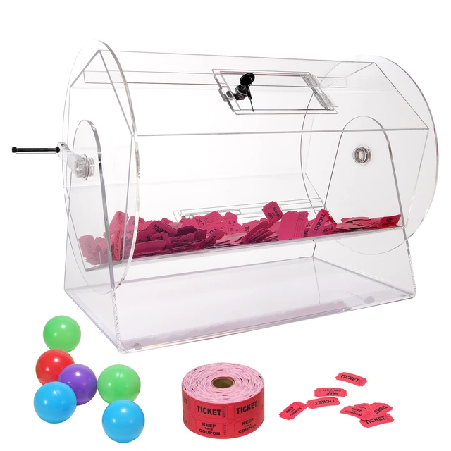 Alt view image 15 of 15 - VEVOR Acrylic Raffle Drum,Professional Raffle Ticket Spinning Cage with 2 Keys, Transparent Lottery Spinning Drawing, Holds 10000 Tickets or 300 Raffle Balls, Raffle Ticket Box for Lottery Games Bing