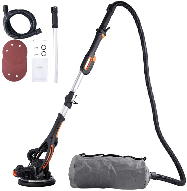 Alt view image 9 of 9 - Wall Smoother, 900W Power Tool, Includes 12 Sanding Pads, Adjustable Speeds from 800-1800 RPM, 3 Vacuum Tubes, Collapsible Design for Ceilings, Dual LED, Telescopic Grip & Dust Collector