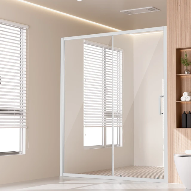 Alt view image 9 of 15 - Semi-frameless Shower Door 57.7-59 x 70 in SGCC Tempered Glass 1/4in Chrome