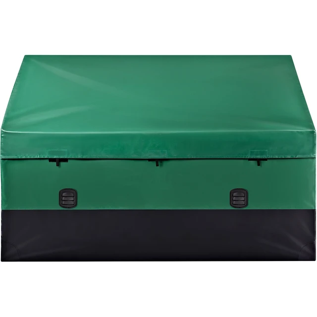 Alt view image 8 of 8 - Outdoor Storage Box, 230 Gallon Waterproof PE Tarpaulin Deck Box with Galvanized Frame, All-Weather Protection & Portable, for Camping, Garden, Poolside, and Yard, Green & Black