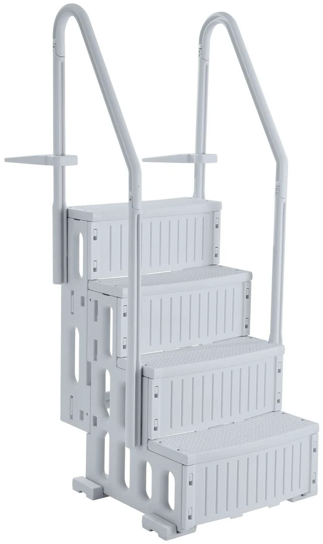 Alt view image 8 of 8 - Swimming Pool Ladder, 4-Step Double Handrails Stairs with Non-slip Heavy Duty Steps, Reliable 400 lbs Max Load Capacity, for 48-54 In Inground & Above-ground Pools of Any Decking Surface, Grey