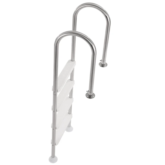 Alt view image 8 of 8 - Swimming Pool Ladder, 4-Step Double Handrails Stairs with Non-slip Heavy Duty Steps, Stainless Steel Load Capacity 265 lbs, for 54 In Inground Pools with Mounted Deck Board Indoor & Outdoor