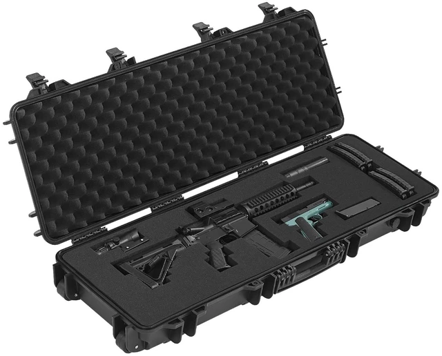 Alt view image 9 of 9 - VEVOR Hard Rifle Case, Lockable Rifle Case with Pre-cut Foams, 40 in Gun Storage with Wheels, IP67 Waterproof & Dustproof Movable Large Pistol Storage for Rifles, Shotguns, Airsoft Guns, Black