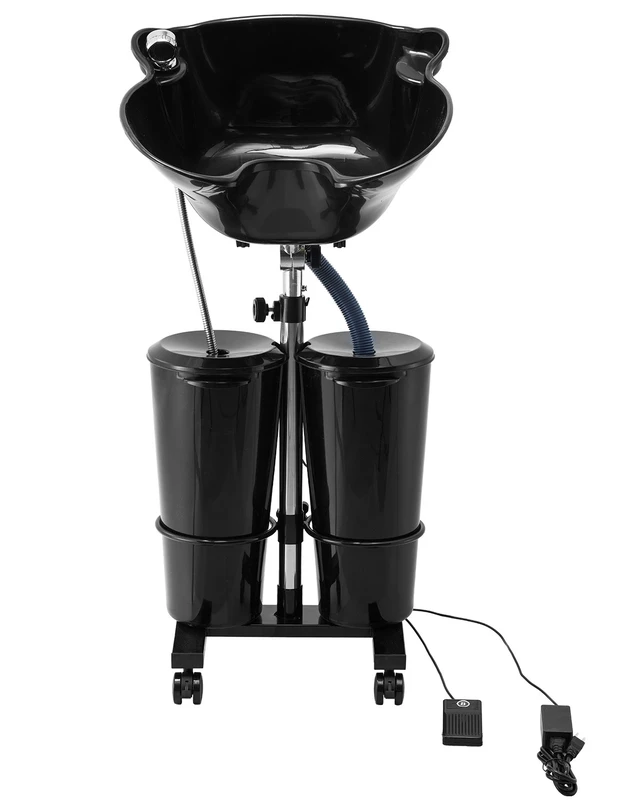 Alt view image 8 of 8 - Portable Shampoo Bowl, Shampoo Sink for Washing Hair with Electric Pump, Includes 2 Buckets 2 Showerheads, Drain Hose, Height and Angle Adjustable Portable Wash Bowl for Home Salon Use, Black
