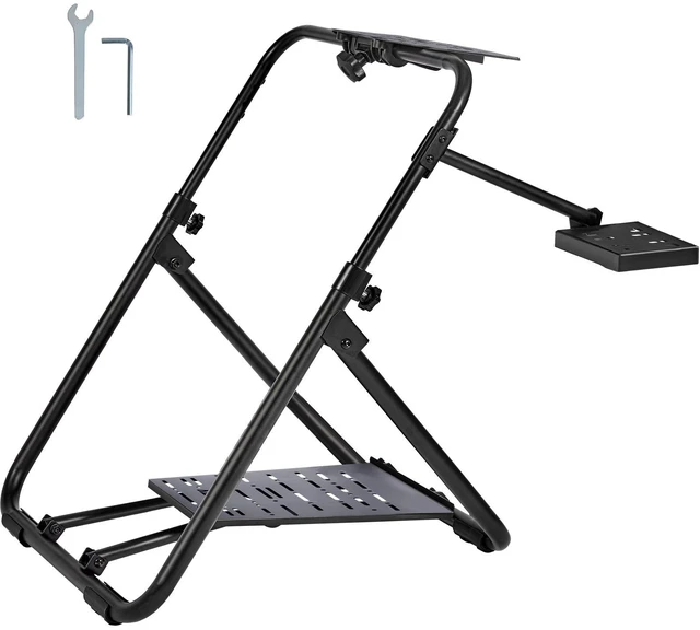 Alt view image 8 of 8 - Foldable Racing Steering Wheel Stand, Height Adjustable Universal Base Compatible with Logitech & Thrustmaster Racing Wheel and Pedal, Heavy-duty Frame Standard GT/Formula Seating Portable