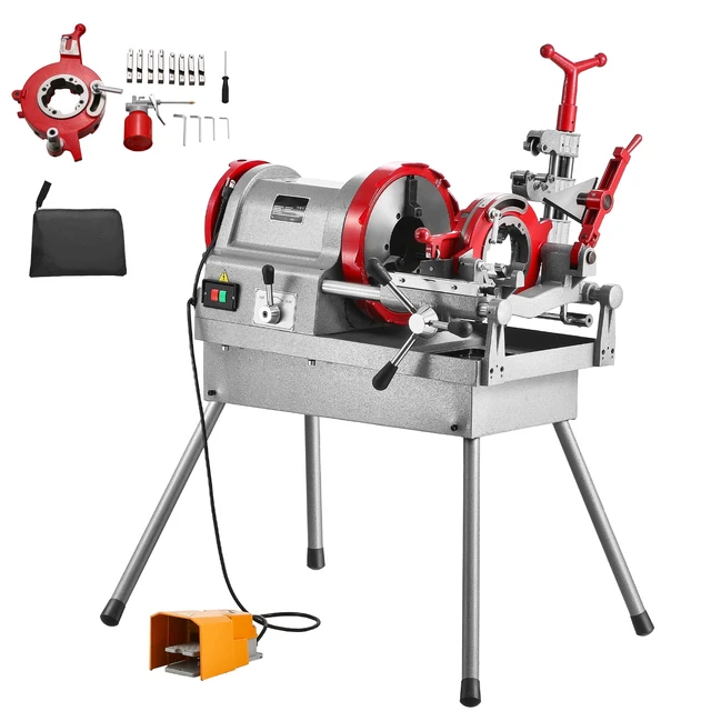 Alt view image 8 of 8 - Electric Pipe Threader Machine, 900W 2-Speed Threading Cutting Machine, 1/2 to 4 inch Pipes Threading Cutter Tool with Foot Pedal for Plumbing, Automotive Repairs, Metalworking