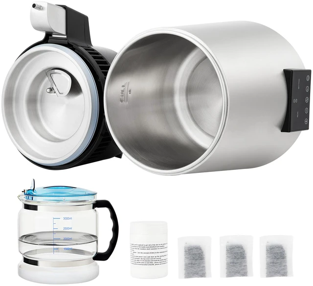 Alt view image 8 of 8 - VEVOR 1.1Gal Water Distiller, 0.3Gal/H, 750W Distilled Water Maker Machine 0-99H Timing Dual Temp Display, 304 Stainless Steel Countertop Distiller Glass Carafe Cleaning Powder 3 Carbon Packs, Silver