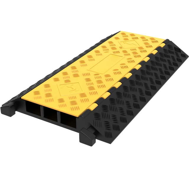 Alt view image 8 of 8 - Rubber Cable Guard, 3-Channel, 2 x 2.3 in - Durable Cord Protection Ramp for Driveways, 6600 lbs Capacity
