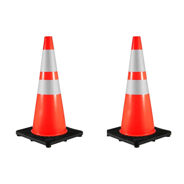 Alt view image 8 of 8 - 6Pack 36\" Traffic Cones, Safety Road Parking Cone with Black Weighted Base, PVC Orange Traffic Safety Cones, Hazard Cones Reflective Collars for Construction Traffic Parking