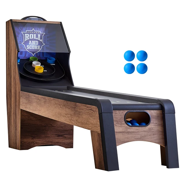 Alt view image 8 of 8 - 9' Roll and Score Classic Arcade Game Table, Indoor Skeeball Machine Game Set with LED Electronic Scorer, Sound, Automatic Ball Return for Adults Kids Home Recreation Game Room, 4 Balls Included