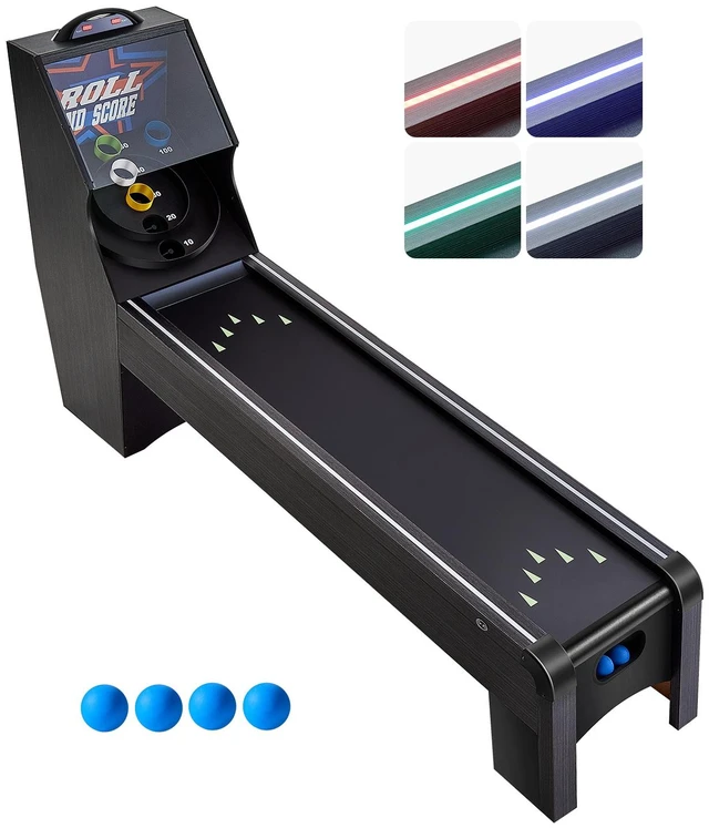 Alt view image 15 of 15 - VEVOR 9' Roll and Score Classic Arcade Game Table, Skee Ball Arcade, with LED Electronic Scorer & Track Lighting, Sound, Automatic Ball Return, Adults Kids Home Recreation Game Room, 4 Balls Included