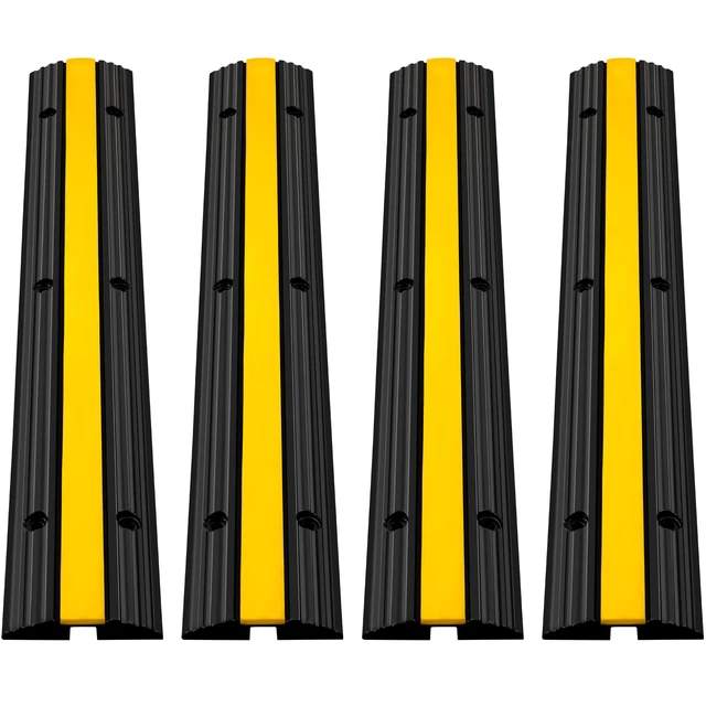 Alt view image 8 of 8 - 4 Pack of 1-Channel Rubber Cable Protector Ramps Heavy Duty 22046Lbs Load Capacity Cable Wire Cord Cover Ramp Speed Bump Driveway Hose Cable Ramp Protective Cover