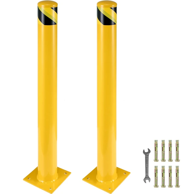 Alt view image 8 of 8 - VEVOR Safety Bollard, 36 Inch Height Bollard Post, 5.5 Inch Diameter Steel Pipe Safety Bollard Post, Yellow Steel Bollard, Steel Safety Bollard with 8 Anchor Bolts, Perfect for Traffic-Sensitive Area