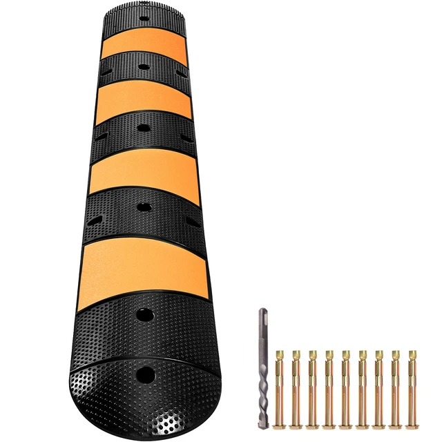 Alt view image 8 of 8 - Rubber Traffic Calming Device, Single Unit with Dual Channels, 72" Length Modular Design Supports Up to 22000 LBS, Dimensions 72.8 x 12.2 x 2.2, Suitable for Asphalt, Concrete, and Gravel Sur