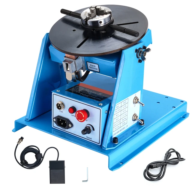 Alt view image 8 of 8 - Rotary Welding Positioner 10KG, 0-90° Welding Positioning Turntable Table with 8.1 Inch 3-Jaw Lathe Chuck, 1-12 RPM 20W Portable Welder Positioning Machine for Cutting Grinding Assembly Testing