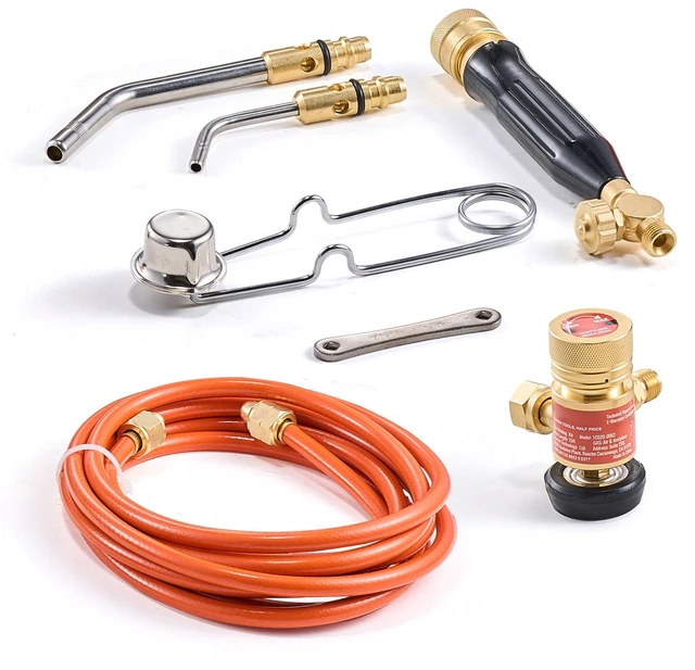Alt view image 10 of 10 - Air Acetylene Torch Kit, Acetylene Gas Welding Tool with 149'' Hose, 2 Welding Tips, CGA200 Regulator & Torch Handle, Gas Brazing Welder for Home DIY Industrial Sites (without Gas Cylinder)