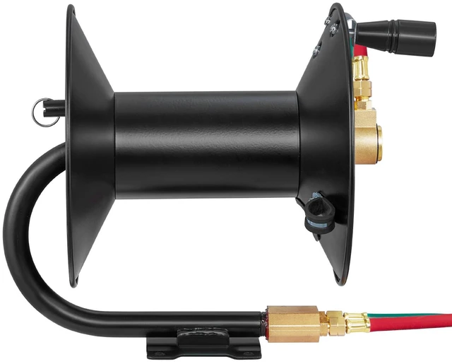 Alt view image 15 of 15 - Welding Hose Reel, Hand Crank Rewind Hose Reel with 3FT Lead-in Hose and 9/16"-18 B Fittings, Ceiling/Wall Mount Heavy Duty Steel Reel for Workshops Garages (Welding Hose Not Included)