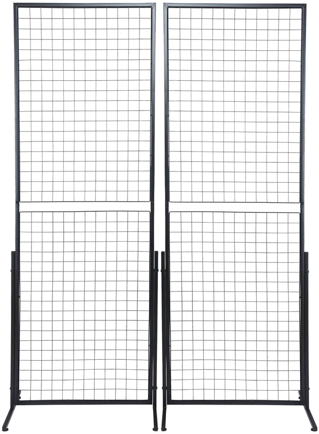 Alt view image 15 of 15 - 2' x 5.6' Grid Wall Panels Tower, 2 Packs Wire Gridwall Display Racks with T-Base Floorstanding, Double Side Gridwall Panels for Art Craft Shows, Retail Display with Extra Clips and Hooks