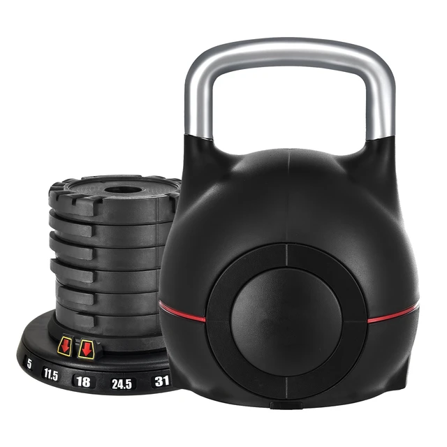 Alt view image 8 of 8 - Kettlebell, Adjustable Kettlebell with 7 Weight Levels (5, 11.5, 18, 24.5, 31, 37.5, 44 lbs), Die-Cast Aluminum and ABS Material, for Grip Strength Training, Full-body Workout & Cross-Training