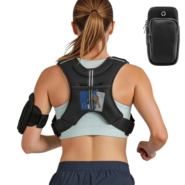 Alt view image 10 of 10 - Weighted Vest, 16 lbs Weight Vest with Reflective Stripe, Adjustable Buckle Body Weight Vest for Men Women, Workout Equipment for Strength Training, Running, Jogging, Fitness, and Weight Loss