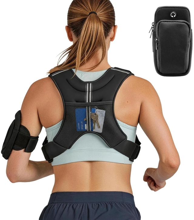 Alt view image 16 of 16 - Weighted Vest, 12 lbs Weight Vest with Reflective Stripe, Adjustable Buckle Body Weight Vest for Men Women, Workout Equipment for Strength Training, Running, Jogging, Fitness, and Weight Loss