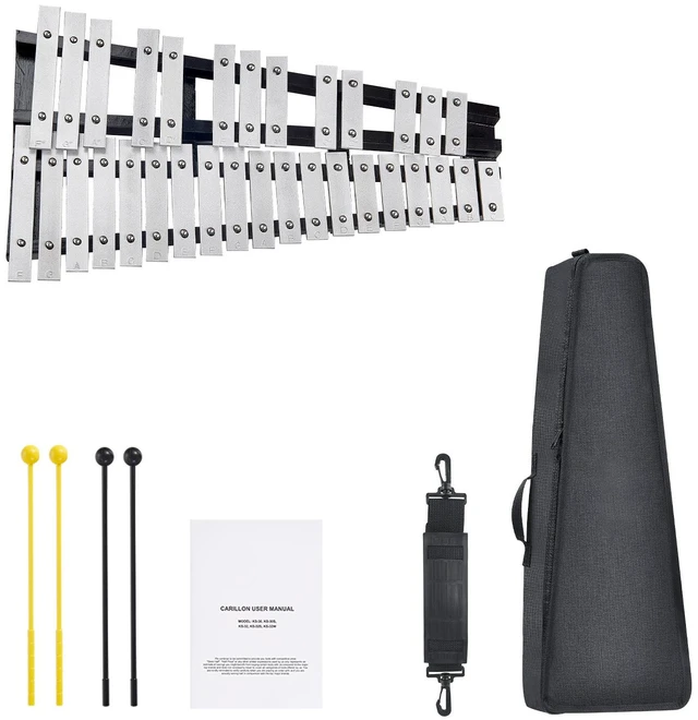 Alt view image 16 of 16 - VEVOR 32 Note Glockenspiel Xylophone Bell Kit, Percussion Instrument with Mallets, Drum Sticks and Carrying Bag, Professional Glockenspiel Xylophone Percussion Instrument Set for Adults & Students