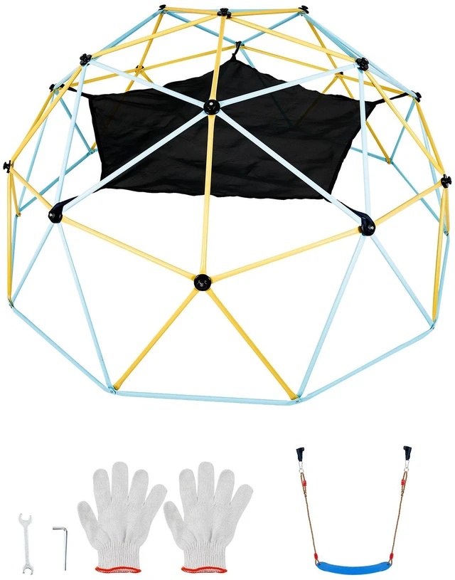 Alt view image 15 of 15 - Climbing Dome, for Kids 3 to 10 Years Old,10FT Geometric Dome Climber with Hammock and Swing, Jungle Gym Supports 750LBS and Easy Assembly, with Climbing Grip, Outdoor Backyard Play Equipment