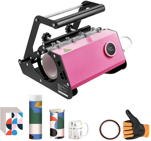 Alt view image 8 of 8 - VEVOR Mug Heat Press, 11-30oz Tumbler Heat Press Machine, Sublimation Transfer Straight Skinny Tumblers, Cup Heat Press with Heat-resist Gloves & Tape, DIY Ceramic Mugs Cups Glasses, As Gift, Pink