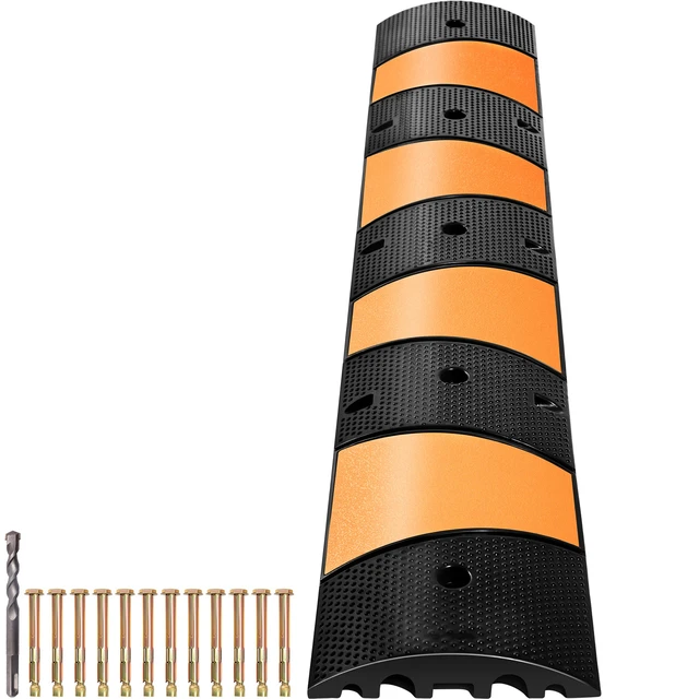 Alt view image 12 of 12 - Rubber Speed Control Hump, Dual Channel, 2 Units, 72.8" Length, Supports Up to 22000 LBS, Dimensions 72.8 x 12.2 x 2.2, Suitable for Asphalt, Concrete, and Gravel Surfaces - 6 Feet
