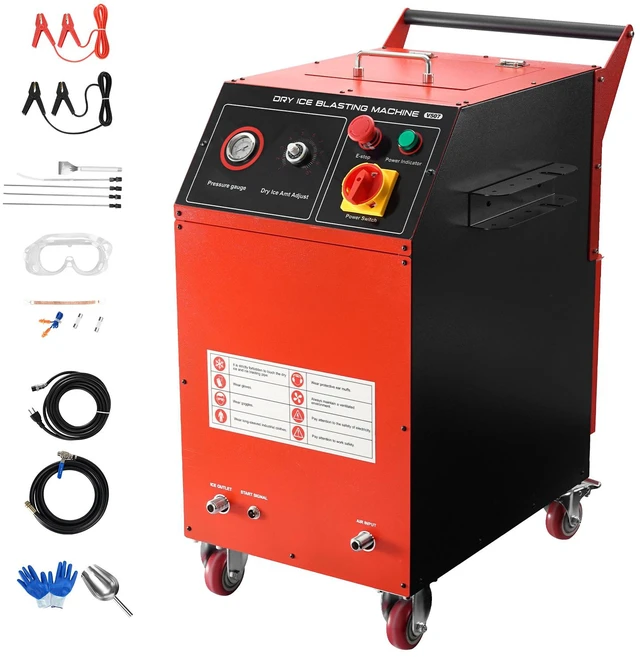 Alt view image 8 of 8 - Dry Ice Blasting Machine, 16.5LBS (7.5KG) Capacity Dry Ice Cleaning Machine with 4 Nozzles, Adjustable Pressure & Dry Ice Amount, Movable Blaster Cleaner for Auto Ship Aviation Chemical, 120V