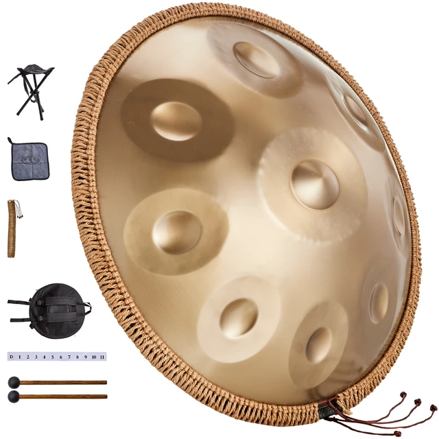 Alt view image 9 of 9 - Handpan Drum, 22 in & 9 Notes, D Minor Hand Drum, Hand Pan Drum Instrument with Mallets, 440Hz Handpan Stand & Carry Bag, Steel Healing Sound Drum, Percussion Instruments for Adults Beginners