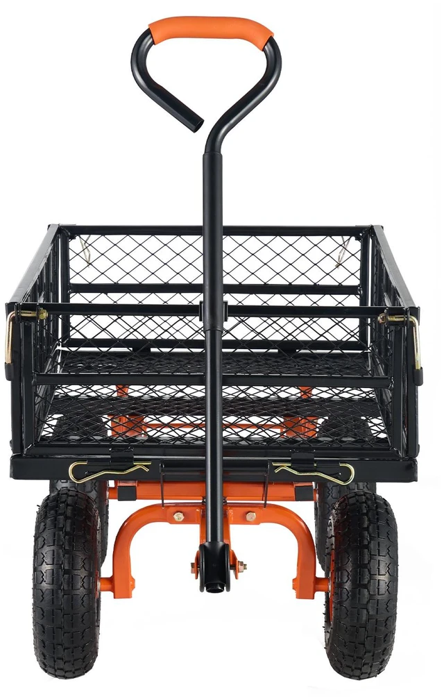 Alt view image 15 of 15 - Garden Cart, Sturdy Metal Utility Wagon with Simple Assembly, Versatile Dump Cart with Dual-Function Handle, Wheelbarrow with 400 lbs Load Capacity, Equipped with 10" Wheels