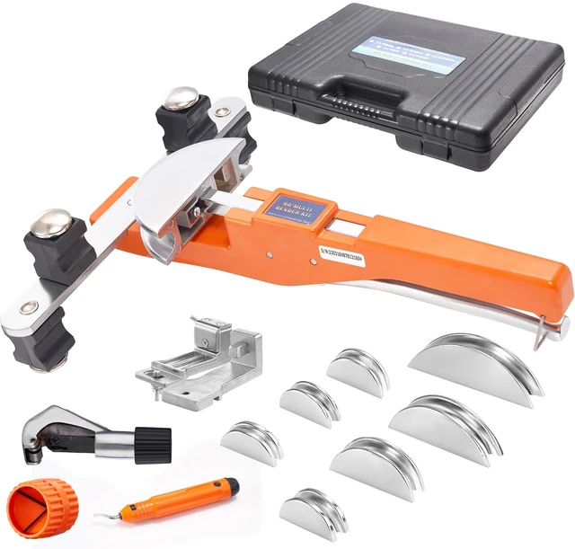 Alt view image 15 of 15 - Pipe Tube Bender, 1/4"-7/8" O.D. Ratcheting Tubing Bender, 90° Forward/Reverse Pipes Bending Tools with 7 Dies and Pipe Cutter for HVAC Air Conditioning Refrigerator Repair