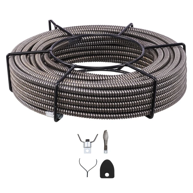 Alt view image 8 of 8 - Drain Cleaning Cable 75 Feet x 1/2 Inch Solid Core Cable Sewer Cable Drain Auger Cable Cleaner Snake Clog Pipe Drain Cleaning Cable Sewer Drain Auger Snake Pipe