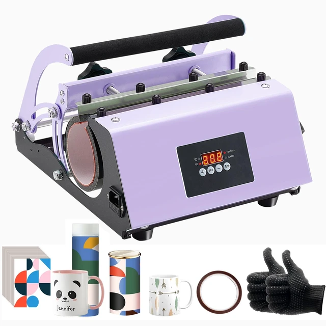 Alt view image 9 of 9 - Tumbler Heat Press Machine, 11-30oz Mug Press, Heat Up Fast and Even, Tumbler Press with Sublimation Paper, Tape and Gloves, Temp and Time Setting, for Sublimation Tumblers, Cups, Mugs, Purple