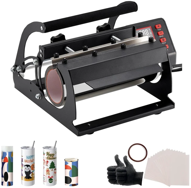 Alt view image 16 of 16 - Tumbler Heat Press Machine, 11-30oz Mug Press, Heat Up Fast and Even, Tumbler Press with Sublimation Paper, Tape and Gloves, Temp and Time Setting, for Sublimation Tumblers, Cups, Mugs, Black