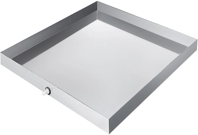 Alt view image 8 of 8 - 32 x 30 x 2.5 Inch Washing Machine Pan 18 GA Thickness Galvanized Steel Heavy Duty Compact Washer Drip Tray with Drain Hole & Hose Adapter