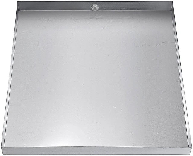 Alt view image 8 of 8 - 27 x 25 x 2.5 Inch Washing Machine Pan 304 Stainless Steel Washing Machine Drain Pan 18 GA Thickness Heavy Duty Compact Washer Drip Tray with Drain Hole & Hose Adapter