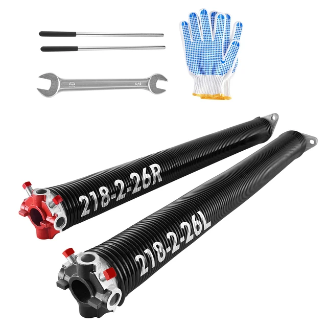 Alt view image 8 of 8 - Garage Door Torsion Springs, Pair of 0.218 x 2 x 26 in, 16000 Cycles, Electrophoresis Black Coated for Replacement, Garage Door Springs with Non-Slip Winding Bars, Gloves and Mounting Wrench