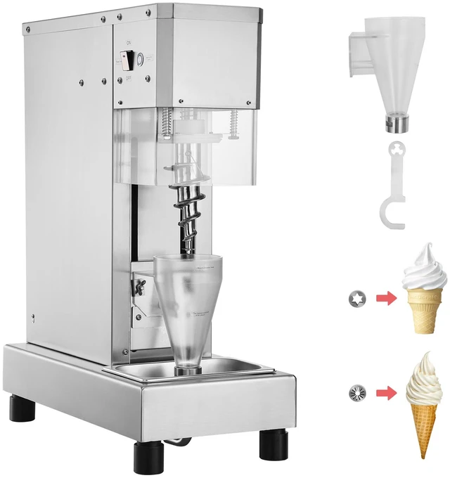 Alt view image 9 of 9 - Ice Cream Blender, 750W High-Speed Ice Cream Maker Mixer Stir Machine 1740RPM, 304 Stainless Steel Ice Cream Shaker, Long Handle + PC Protective Shield, Customizable with any Flavor of Ice Cream