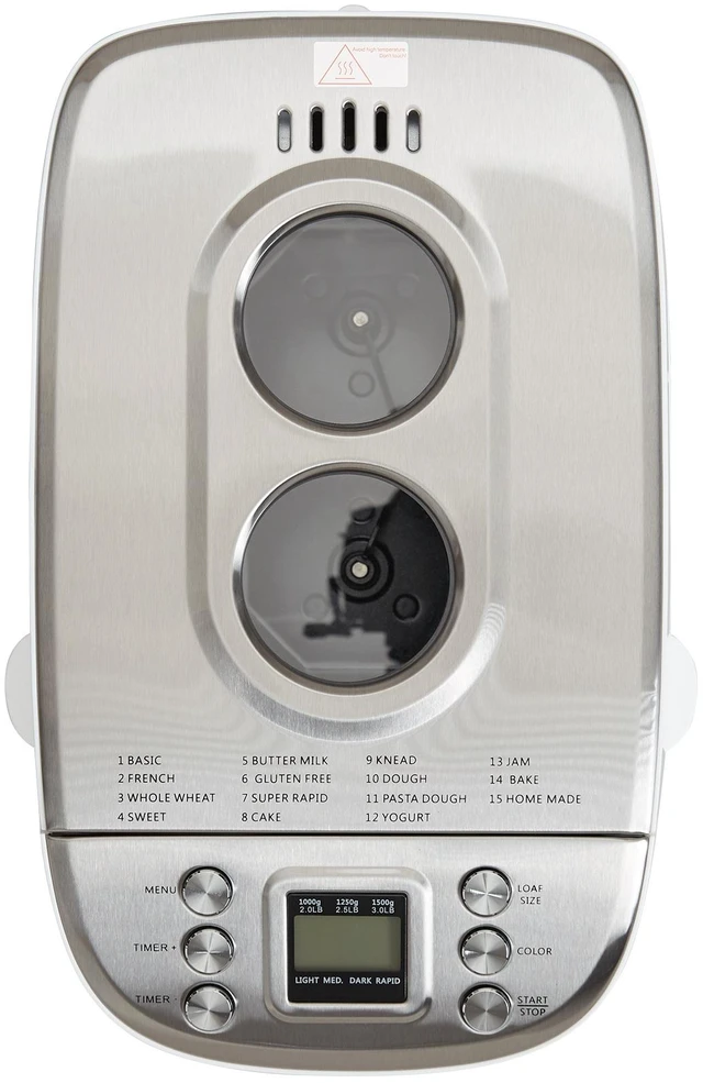 Alt view image 9 of 9 - Bread Maker, 15-in-1 3LB Dough Machine, Nonstick Ceramic Pan Automatic Breadmaker with Gluten Free Setting, Whole Wheat Bread Making, Digital, Programmable, 3 Loaf Sizes, 3 Crust Colors, White